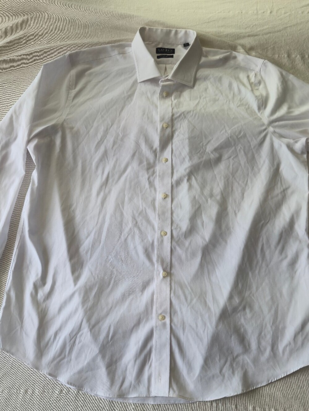 Lauren Ralph Lauren Men's White Stretch Fabric Tall Fit Dress Shirt 18.5 36/37